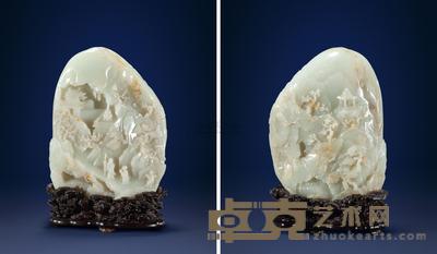 清乾隆 青白玉访友图山子 高17.5cm