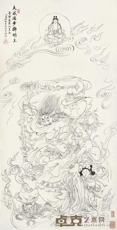 月照 2007年作 大威德步掷明王 镜心 136×68cm