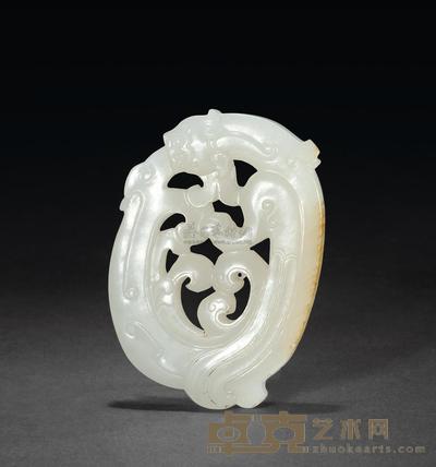 清中期 白玉透雕螭龙珮 高5.8cm