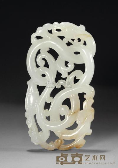 清中期 白玉盘龙珮 高8cm