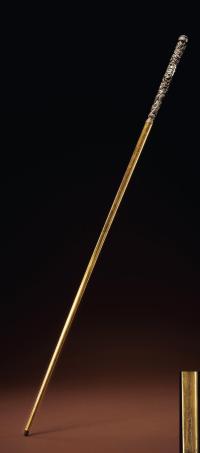 19世纪 银柄铜鎏金手杖