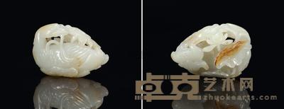清 白玉洒金鹅莲摆件 长6.1cm