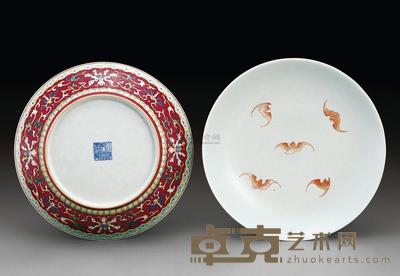 清 粉彩花卉盘 （二件） 直径24.1cm