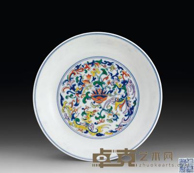 清乾隆 斗彩凤穿花纹盘 直径19cm
