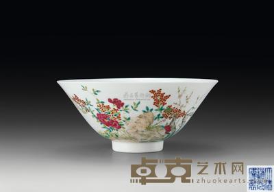 清道光 粉彩三羊开泰花卉纹碗 直径13.7cm