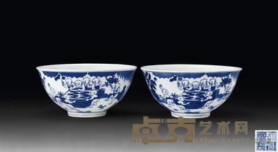 清乾隆 青花婴戏图纹碗 （二件） 直径15.3cm