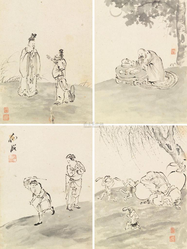 谢彬 众生相 册页 （十二开）