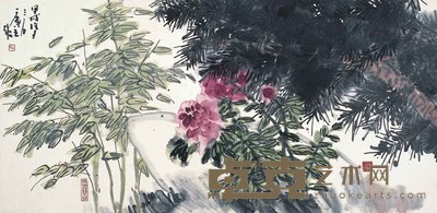 曾宓 绿情红意 135×66cm