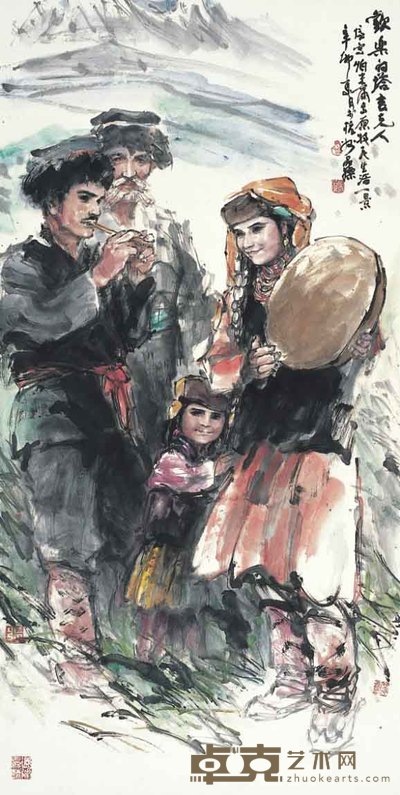 张品操 欢乐的塔吉克人 136×68cm
