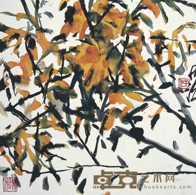 何水法 秋英妍妍 34×34cm