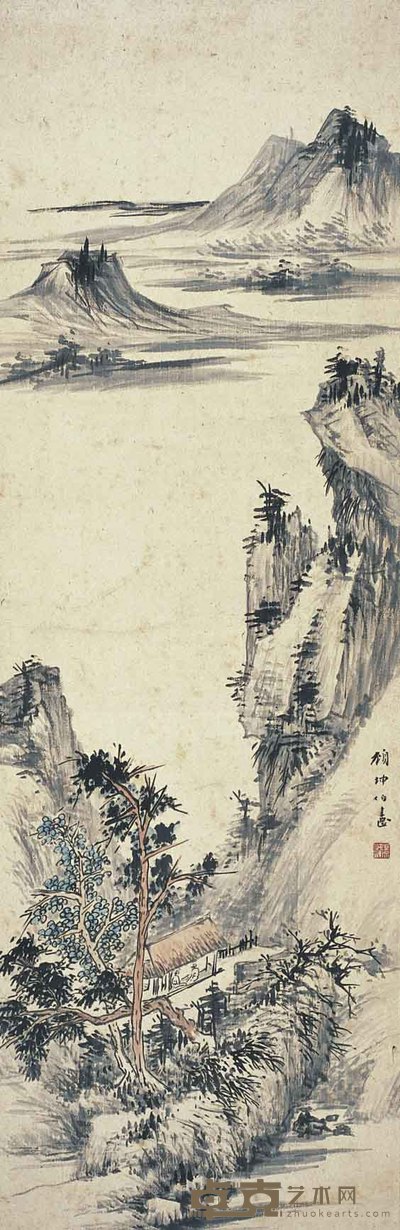 顾坤伯 江潭秋冷 109×35cm