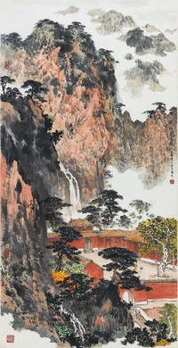 傅二石 深山古寺图