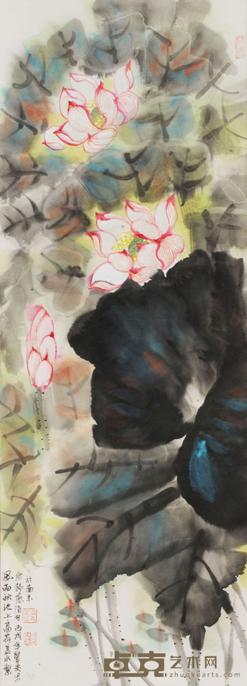 黄贤安 并蒂花开 91×34cm