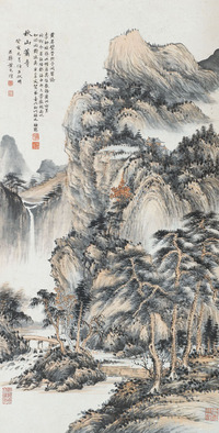 黄君璧 秋山萧寺图