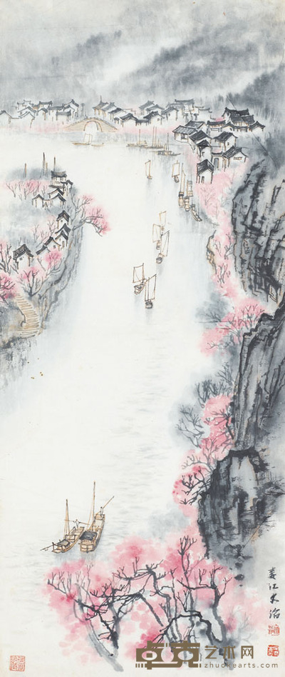 宋文治 江南青色 68×28