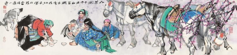 史国良 2004年作 品茶图 镜心
