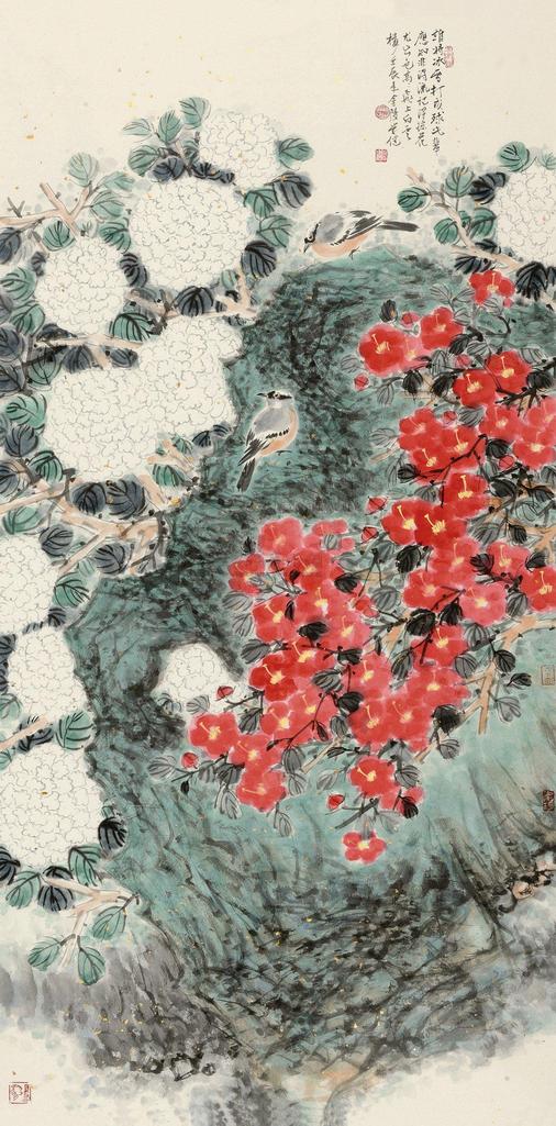 柳学健 2012年作 花团锦簇 镜心