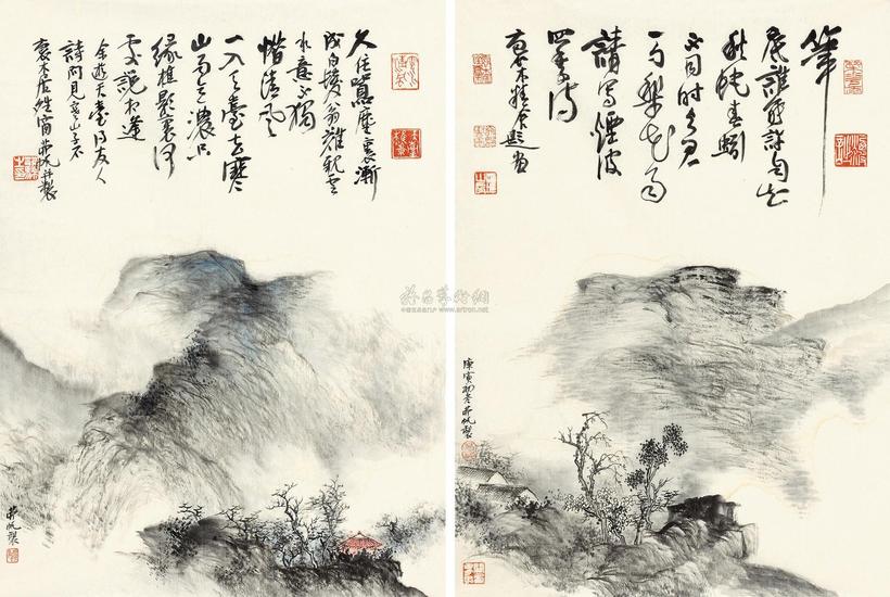 茆帆 山水 镜心