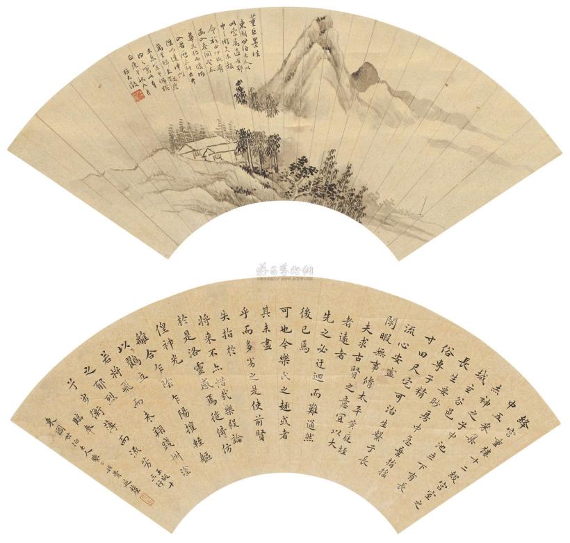 吴大澂 费延厘 庚午（1870年）作 董巨墨法 临《玉版十三行》 立轴