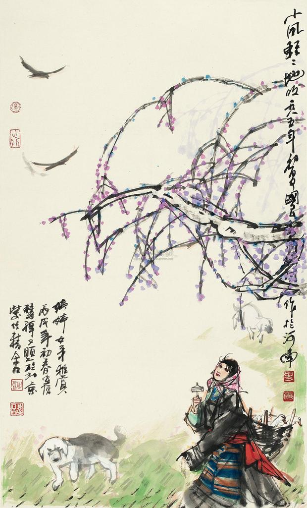 史国良 1985年作 小风轻轻地吹 镜心