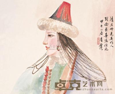 吴青霞 甲午（1954年）作 裕固族少女 镜心 26.5×32.5cm