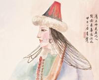 吴青霞 甲午（1954年）作 裕固族少女 镜心