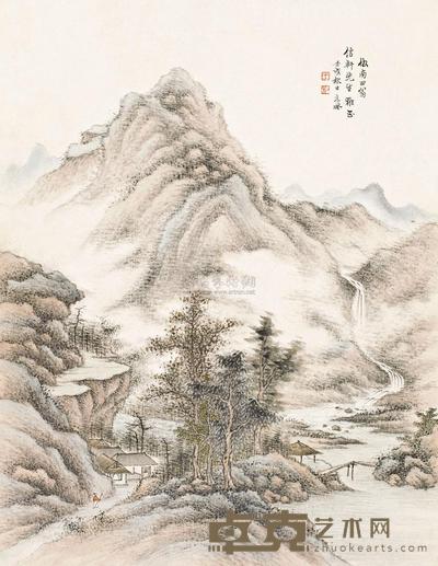 王二水 壬戌(1922年)作 溪山幽居 镜心 34×27cm