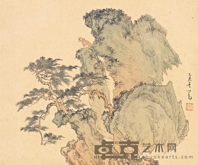 溥心畬 乙未(1955年)作 飞岩 镜心 30×36cm