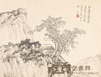 溥心畬 结茅傍幽涧 镜心 30×39cm