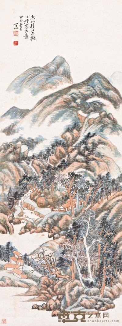 陈定山 甲申（1944年）作 空山积翠 立轴 88×33.2cm