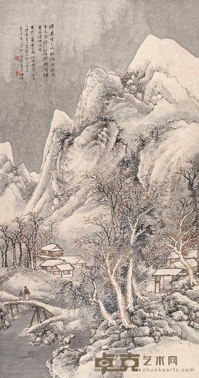 汪琨 己巳（1929年）作 雪山图 立轴 149.5×79cm