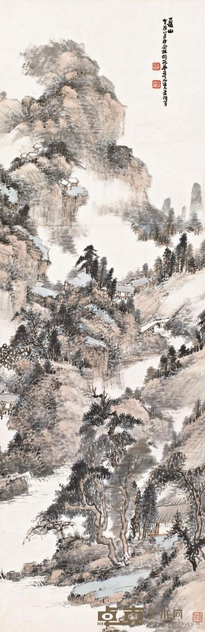 萧俊贤 癸酉（1933年）作 夏山 立轴 98.5×32cm