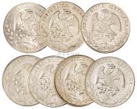 1885-1897年墨西哥“鹰洋”银币七枚 钱币