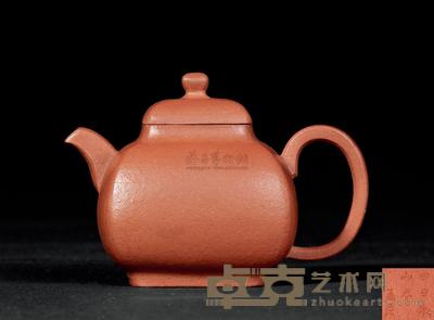 清早期 朱泥方墩式壶 宽10.3×高7.3cm