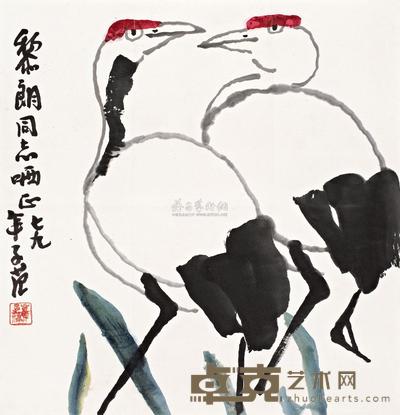 崔子范 1979年作 双栖 立轴 51.5×50cm