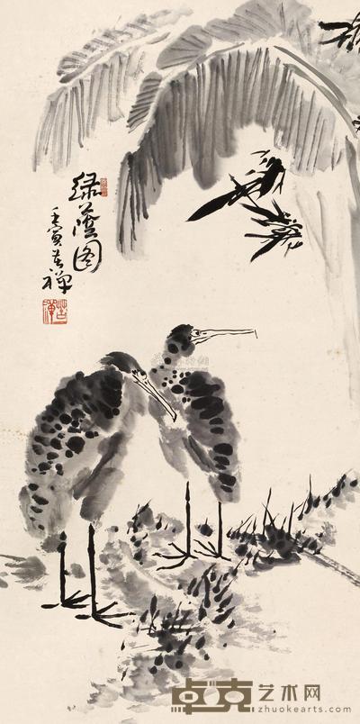 李苦禅 壬寅（1962年）作 绿荫图 立轴 134×66.8cm