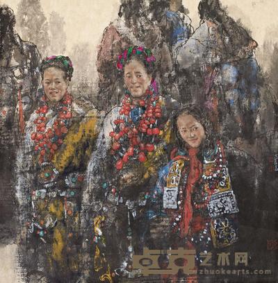 南海岩 三美图 镜心 68×66.5cm