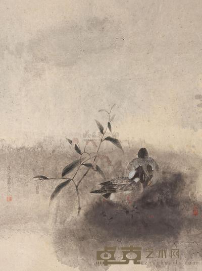 江宏伟 庚午（1990年）作 霜满寒汀 镜框 62×46.4cm