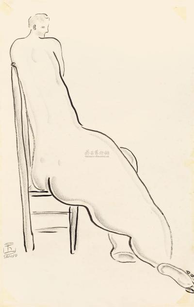 常玉 1920年代末作 高背椅上的裸女
