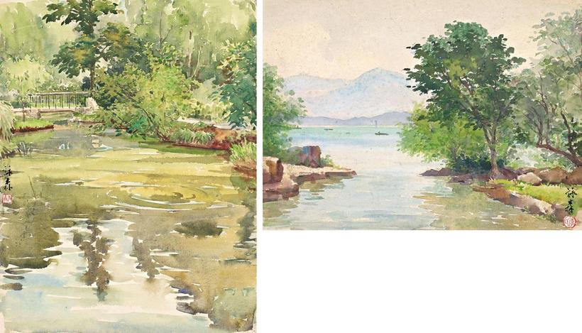 李咏森 1959年作 1962年作  水塘小景 岱松周湾