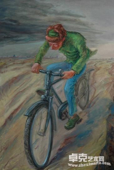 丁武：《第一次出走》，布面油彩，100cm×150cm