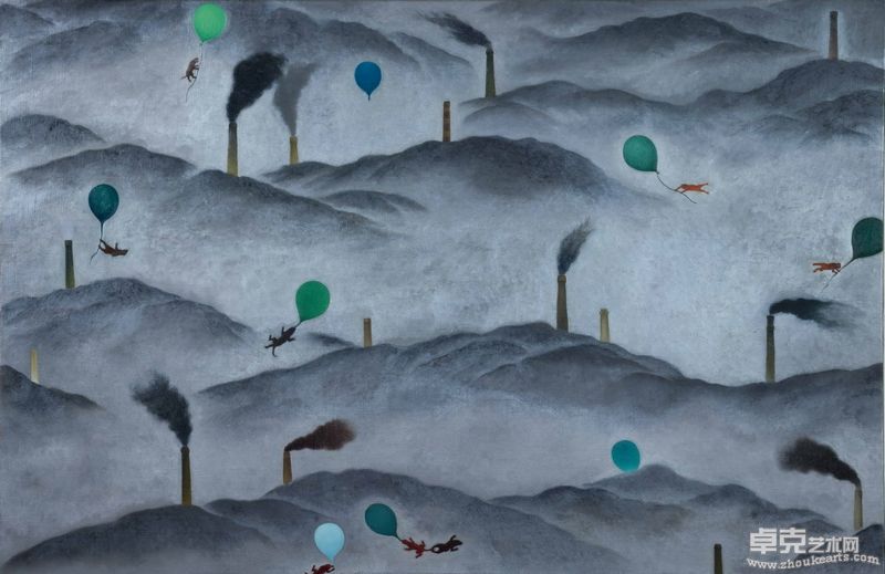 在群山之中130X195cm布面油画2010