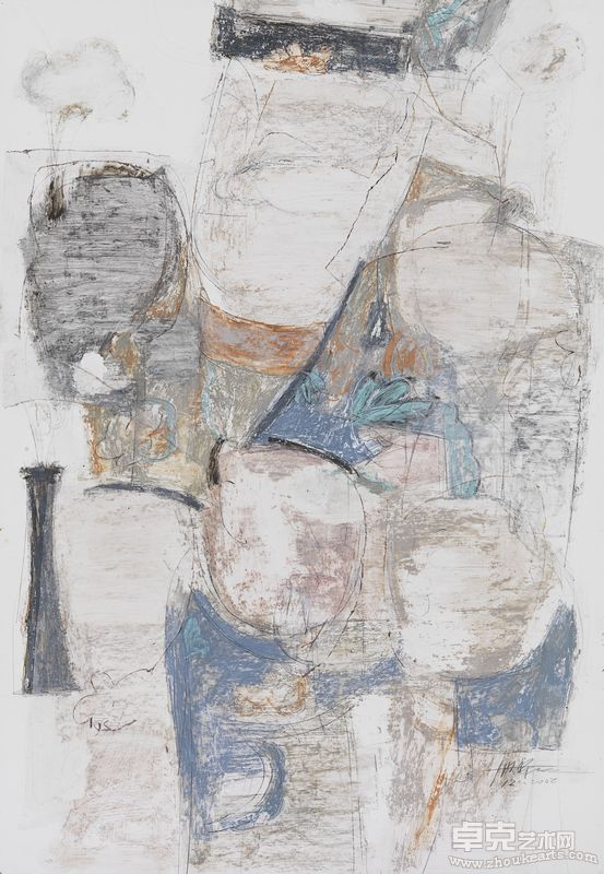 顾黎明 五子登科 77x53.5cm 纸板上胶、色粉笔和蜡纸等 2002年