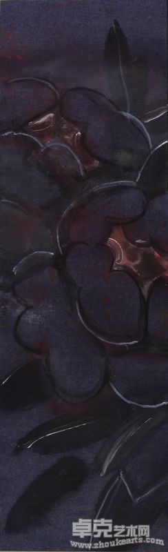 王劼音 蓝调花卉之二 布上丙烯、油彩 130×40cm 2009