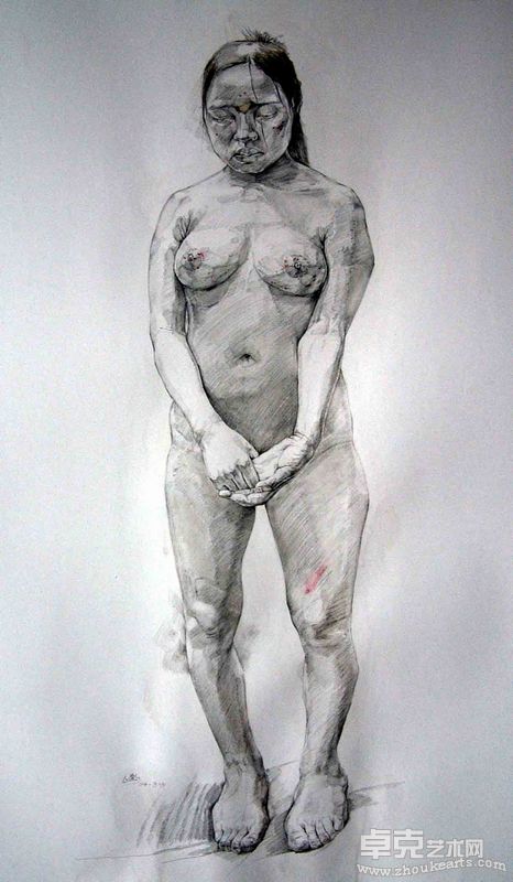 李胤   女人体+2004年纸板，铅笔