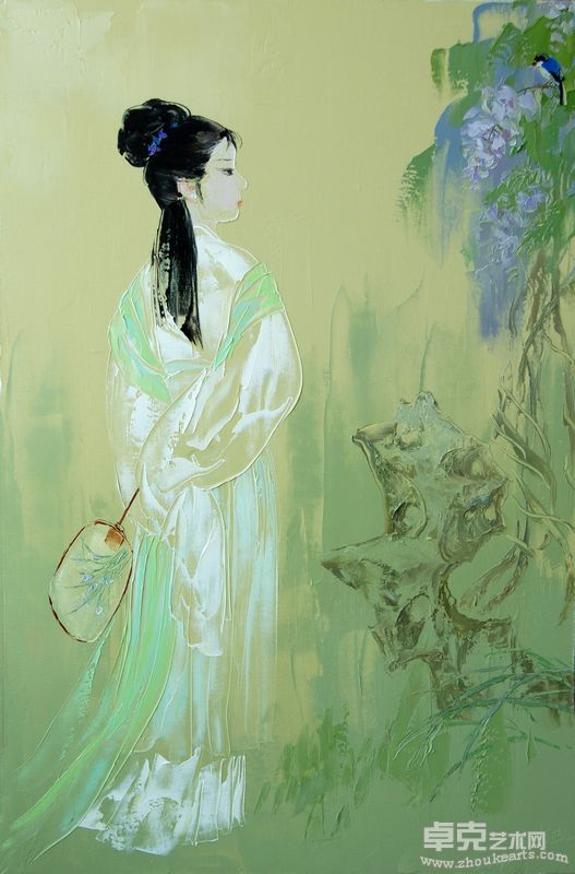 蓝雀解语60X90CM