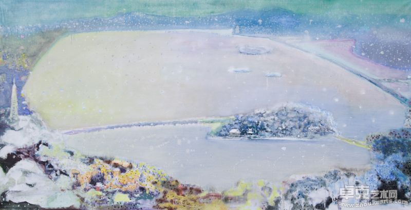 《湖光雪色》   202x104cm