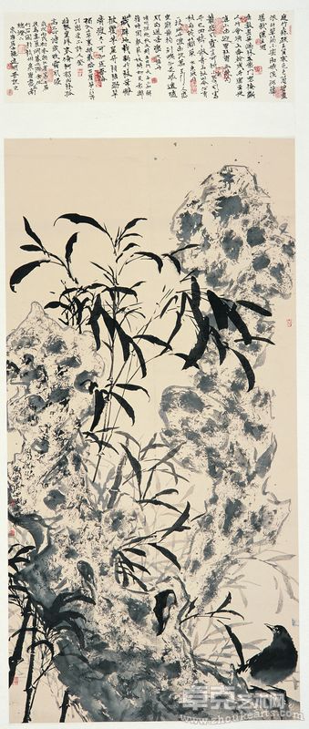 楼建明  竹篁栖禽