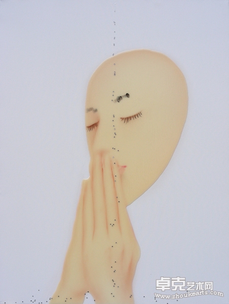有信仰的人  布上丙烯光亮剂，水彩和油画 Acrylic gel, watercolor and oil on canvas 61×46cm 2009