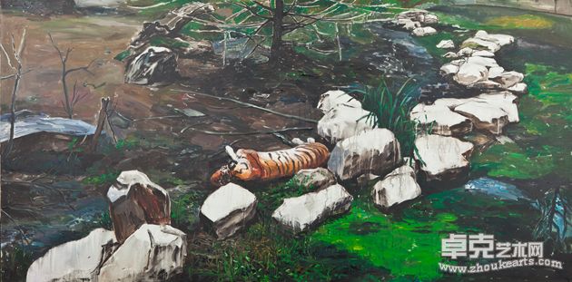 Qiu_Anxiong_Zoo-Tiger 2_150x300cm_Oil on canvas_2010